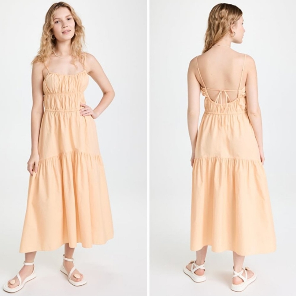 Vince ruched tiered cami midi dress medium NWT